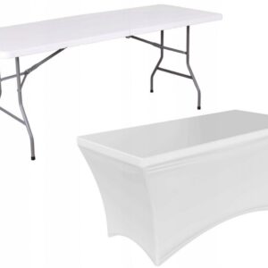 Pokrowiec na stół cateringowy 180cm biały.